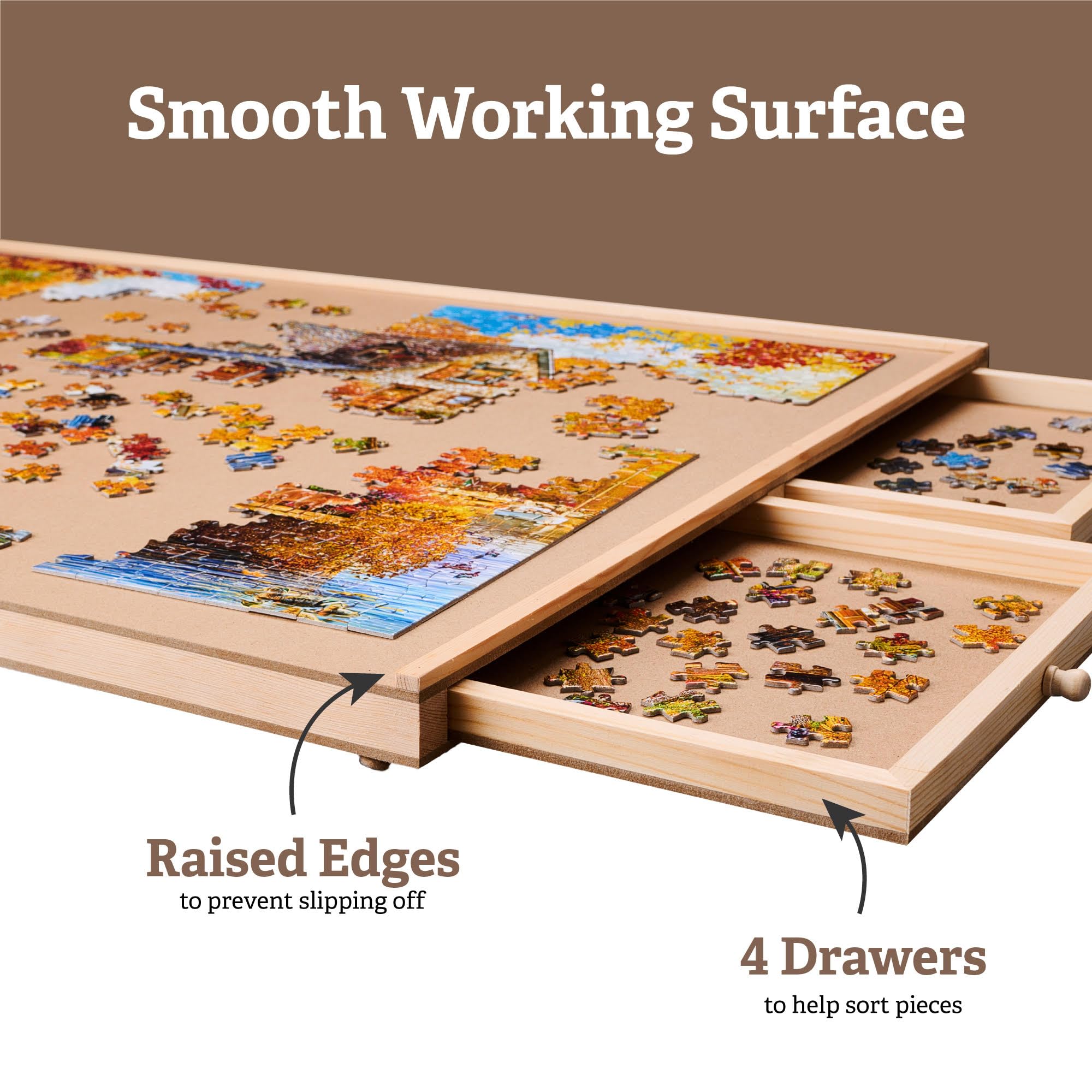 2000 Pieces Rotating Puzzle Board with 6 Storage Drawers & Protective Cover - Wooden Jigsaw Puzzle Table for 2000 Pieces - for Family Games, Home Entertainment & Puzzle Building