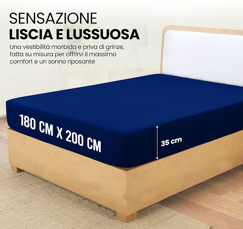 Lenzuolo con Angoli - 180 x 200 cm - Blu Reale