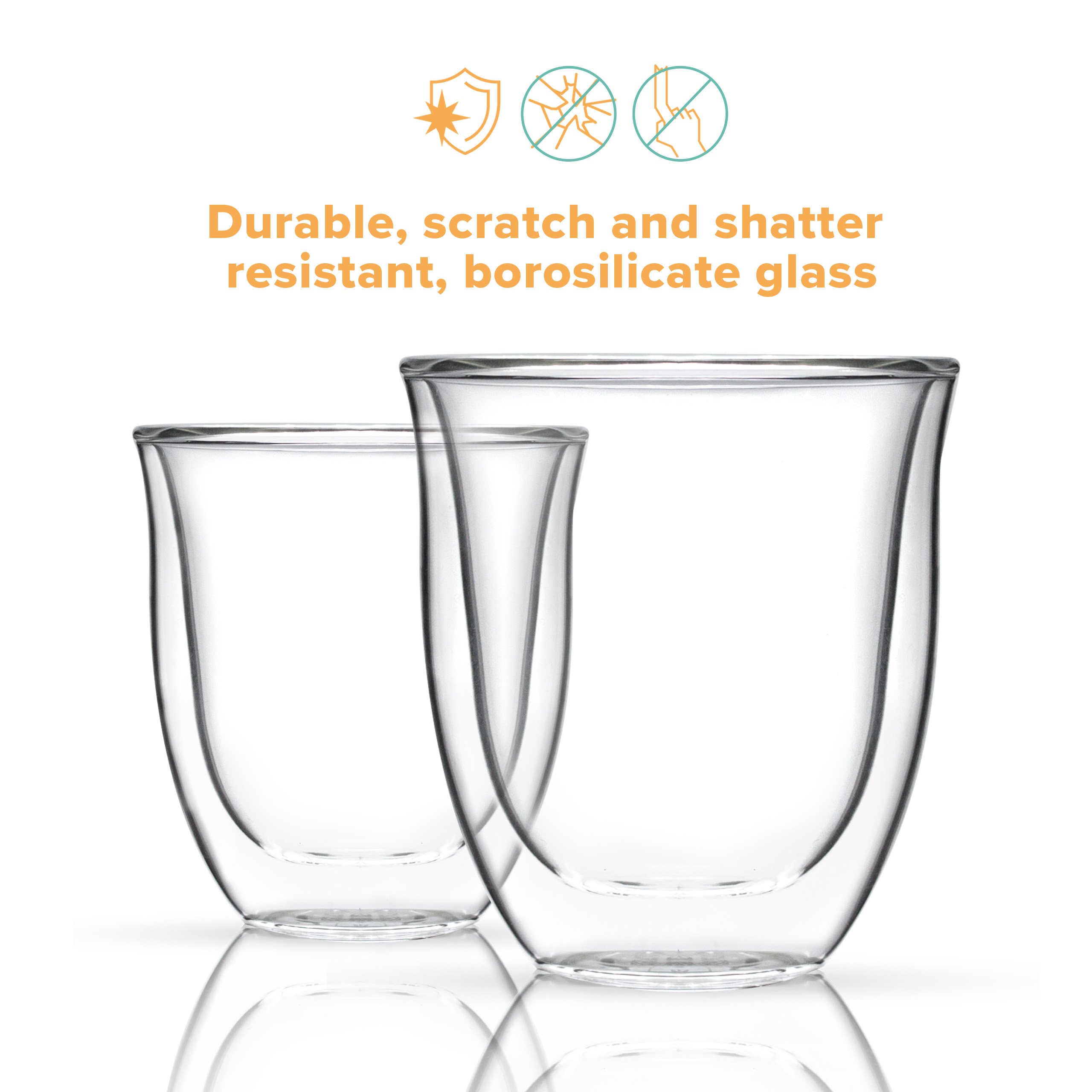 Glass Cappuccino Cups Double Walled Coffee Glasses Set of 4 Clear