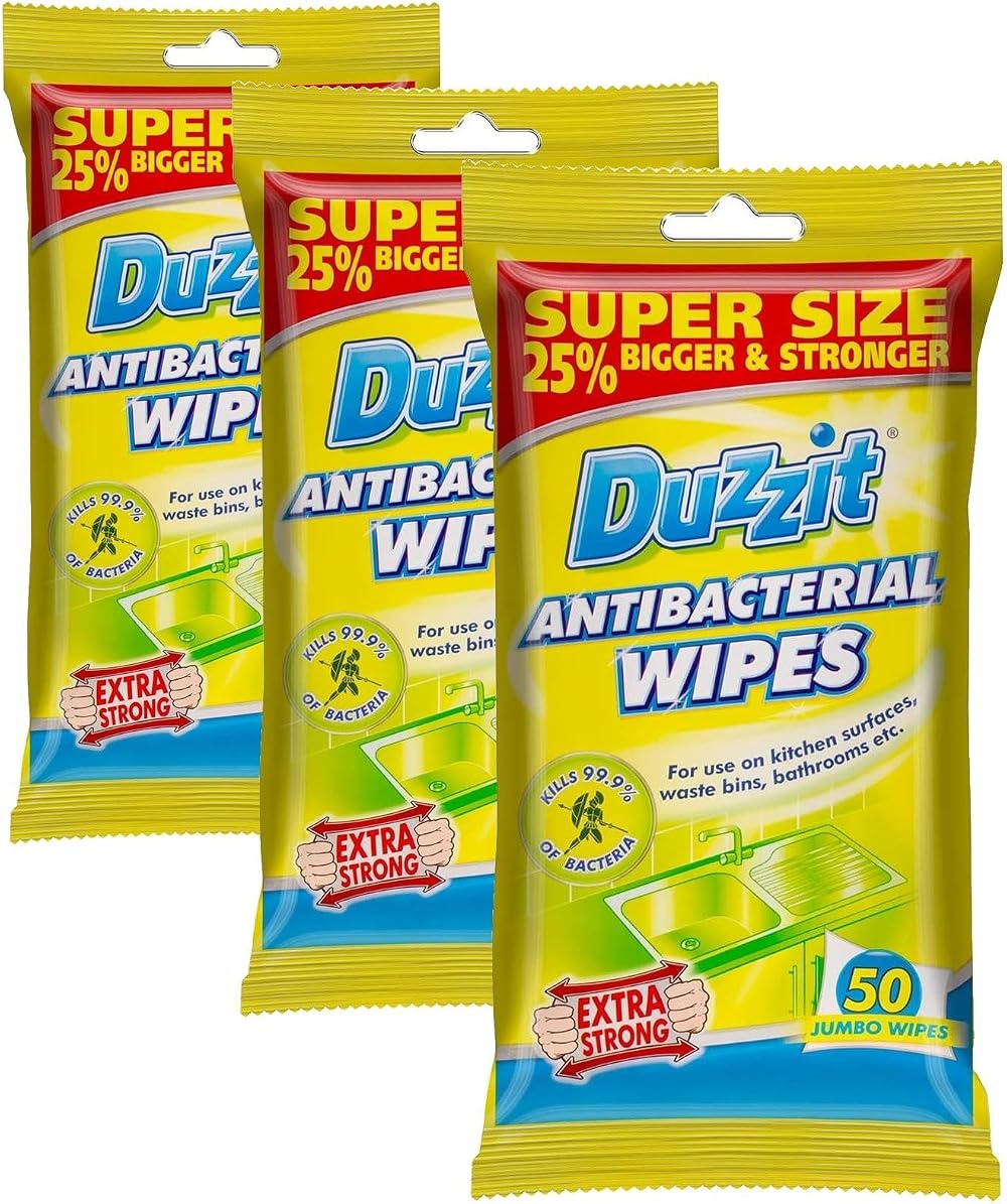 Duzzit Antibacterial Wipes Pack 150 Safe for Surfaces Kills 99.9%