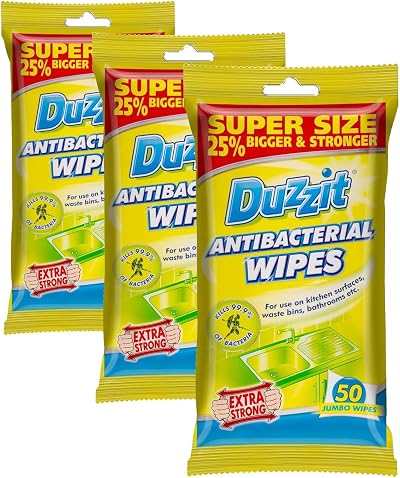 Duzzit Antibacterial Wipes Pack 150 Safe for Surfaces Kills 99.9%