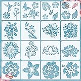 17 Pieces Flower Stencils for Painting on Wood Large Sunflower Painting Stencil Template Summer Butterflies Bird Rose Leaf Re