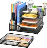Marbrasse Desk Organiser 5-Tier Tray Drawer 2 Pen Holders Mesh Black view 2