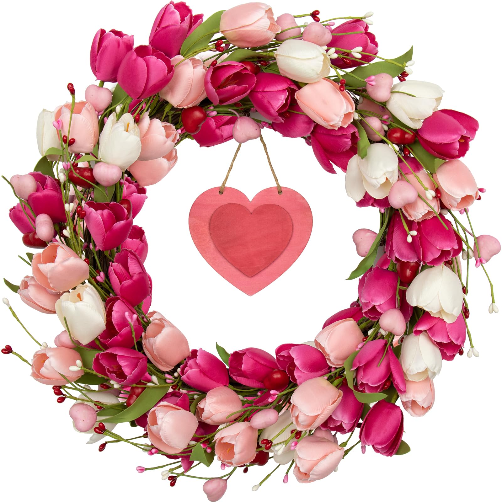 Photo 1 of 20 Inches Valentines Day Wreath Pink Valentine Wreath for Front Door Colorful Valentine Door Wreaths Tulip Wreaths for Yard Wedding Indoor Porch Wall Outside