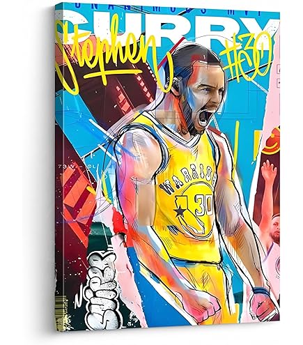 Affiche FrySky Joueur de Basketball Stephen Curry 17, sur toile, pour décoration de chambre, bureau, pièce - Cadeau - 50 x 75 cm (style 2, sans cadre