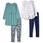 Amazon Essentials Girls and Toddlers' Long-Sleeve Outfit Set, Pack of 4