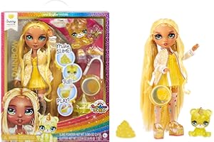 Rainbow High Sunny, Yellow with Slime Kit & Pet, Blonde 11" Shimmer Posable Fashion Doll with DIY Sparkle Slime, Magical Yeti Pet, Fun Play Accessories. Great Toy Gift for Girls Kids Ages 4-12 Years