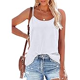 OFEEFAN Tank Top for Women Adjustable Spaghetti Strap Camisole Scoop Neck Sleeveless Cami Top S-3XL