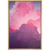 SIGNWIN Framed Canvas Print Wall Art Pink, Magenta and Red Clouds on Blue Skyline Scenic Sky Digital Art Modern Aerial Colorful for Living Room, Bedroom, Office - 16
