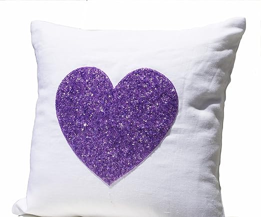 Amazon Com Amore Beaute Handmade White Linen Heart Pillow Cover