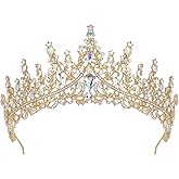 SWEETV Crystal Wedding Tiara for Women, Royal Queen Crown Headband, Rhinestone Princess Hair Accessories for Prom Birthday