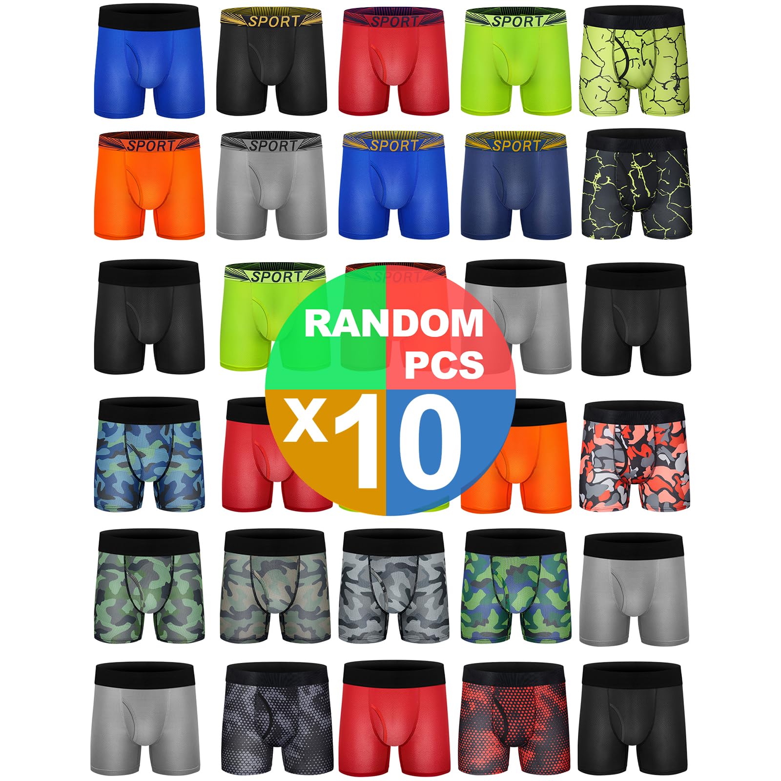 Photo 1 of CONKEND Boys Boxer Briefs Ultra Soft Tagless Breathable Mesh Performance Sport Big Boy Boxer Briefs with Fly 5Pack 14-16