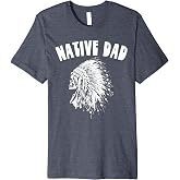 Native Dad Retro Native American Indian Skull & Headdress Premium T-Shirt