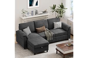 79" Convertible Sectional Couch Sofa with Storage, 3 Seat L Shaped Couch with Side Storage Pockage, Small Couches for Living 