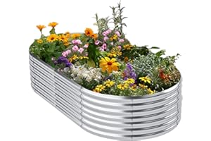 Jebosam Galvanized Raised Garden Bed Outdoor 8x4x1.5ft,Raised Planter Box for Vegetables Flowers,Deep Metal Raised Garden Bed for Fruits Herbs,Large Planter Raised Beds for Gardening