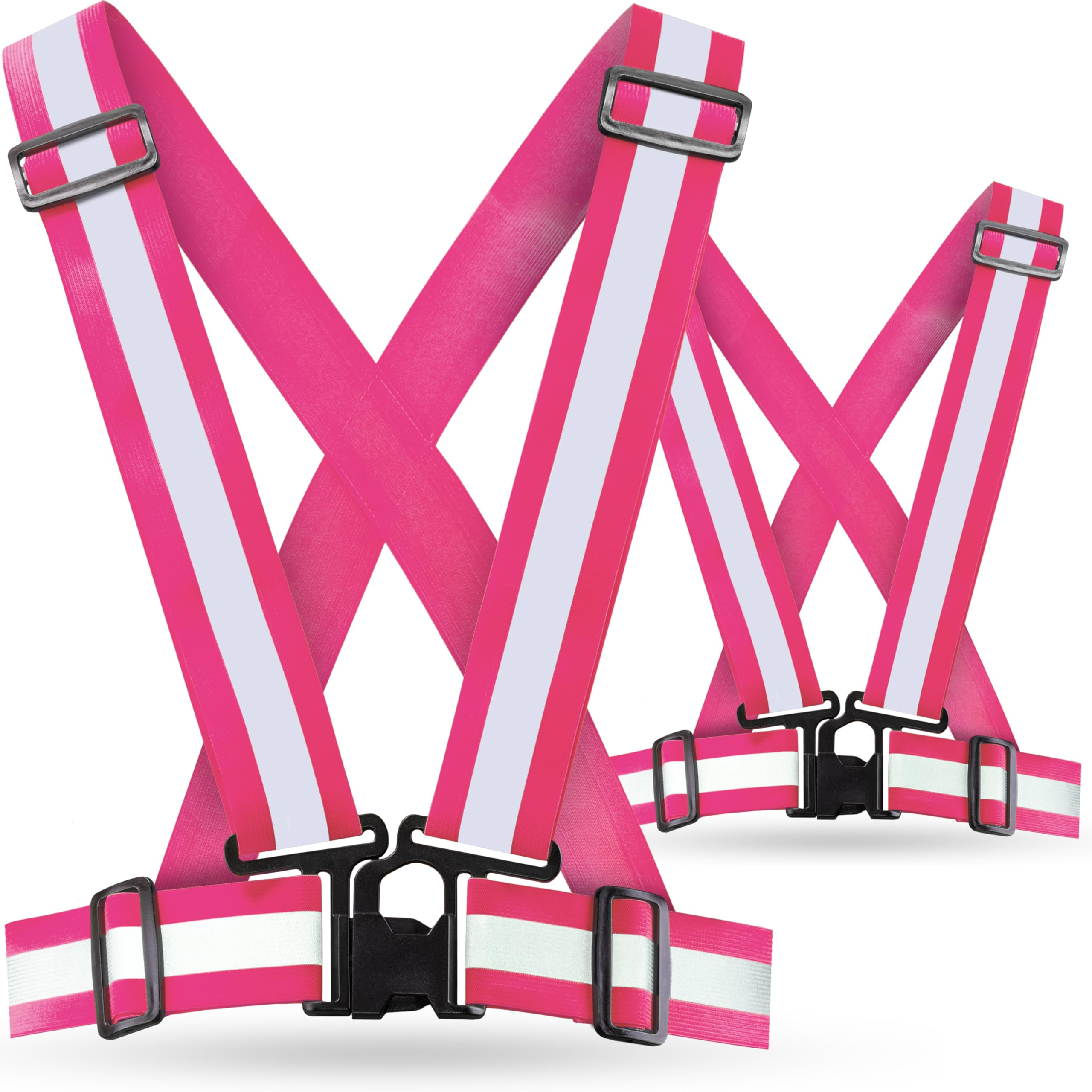 Reflective Vest Reflective Safety Vest Adjustable Safety Vest Lightweight High Visibility Jogging Bicycle Running Motorcycle for Adults & Teenagers Set of 2 (Pink)