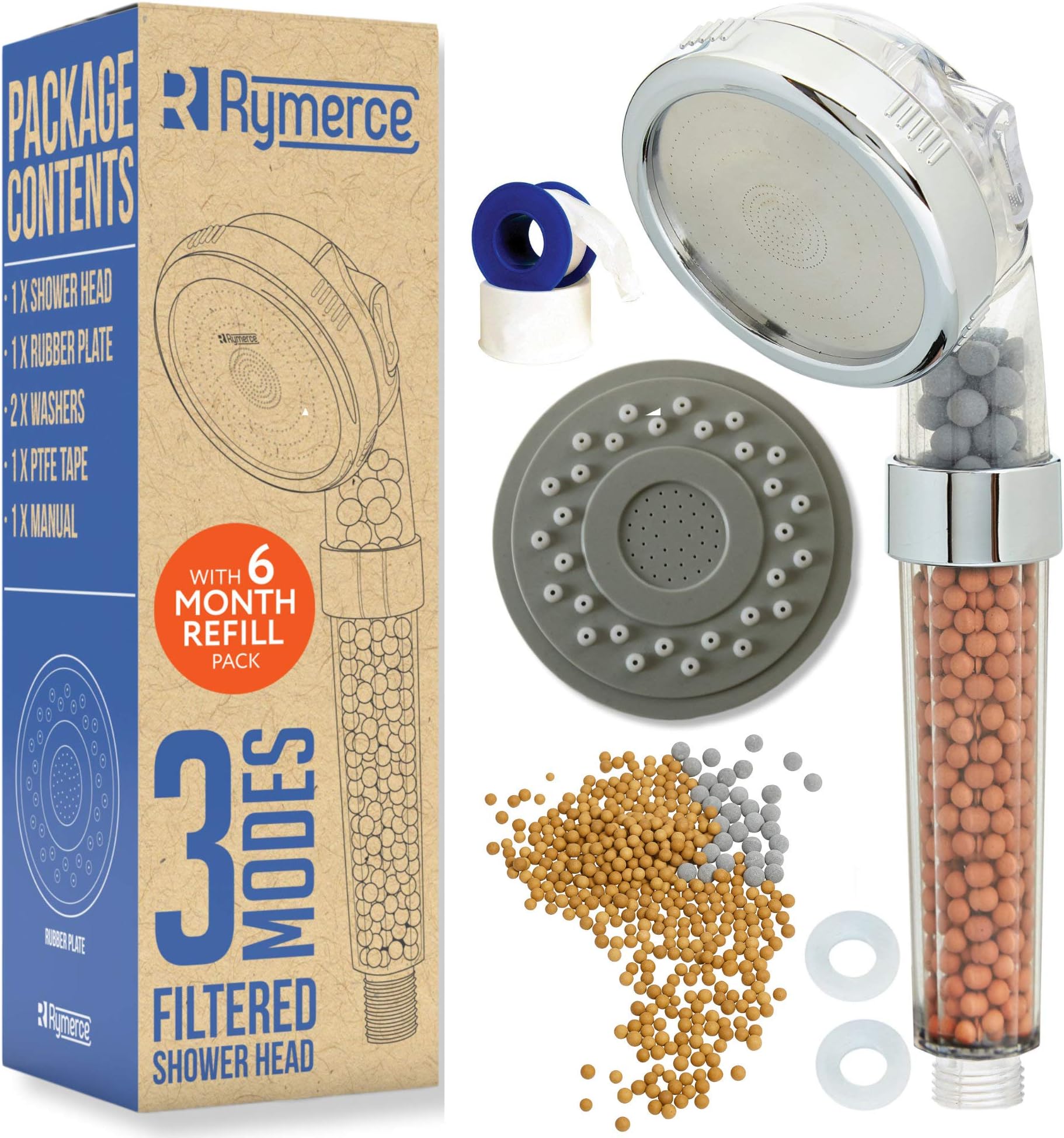 3 Function Ionic Shower Head with 12 Month Refill (12 Month)