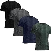 Men's Athletic Workout T-Shirts (Dry Fit, 4-Pack) Moisture Wicking Performance Activewear Gym, Yoga, & Running Tees