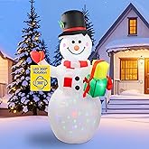 CAIPEV 360° Rotating LED Lights 5ft Inflatable Snowman: Upgrade Christmas Blow Up Yard Decoration for Indoor Outdoor Garden Xmas Holiday Decor