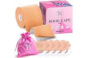 BLOOMORA Boob Tape for Large Breasts – Invisible Lift for Women - Breast Lift Tape with Silicone Nipple Covers - Perfect with