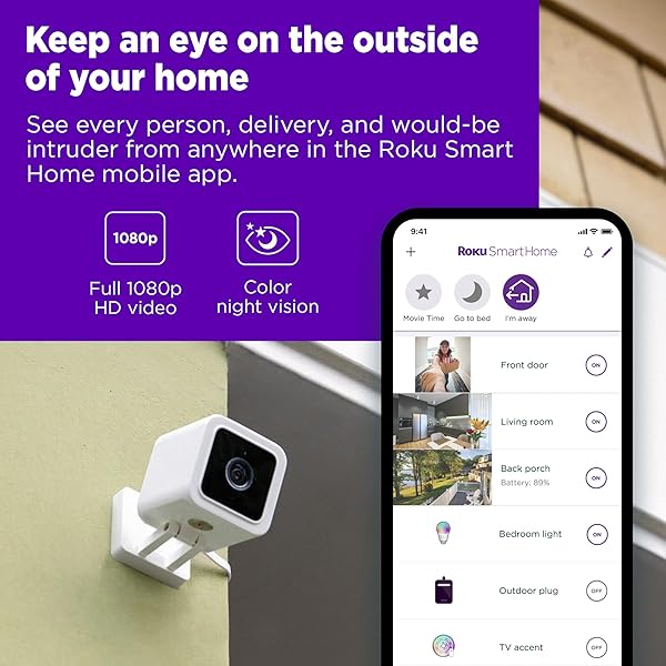 ROKU OUTDOOR CAMERA FOR HOME SECURITY – IP65 WEATHER RESISTANT WIRED SECURITY CAMERA WITH 1080P HD NIGHT VISION, WORKS WITH ALEXA & GOOGLE, MOTION & SOUND DETECTION – 90-DAY SUBSCRIPTION INCLUDED