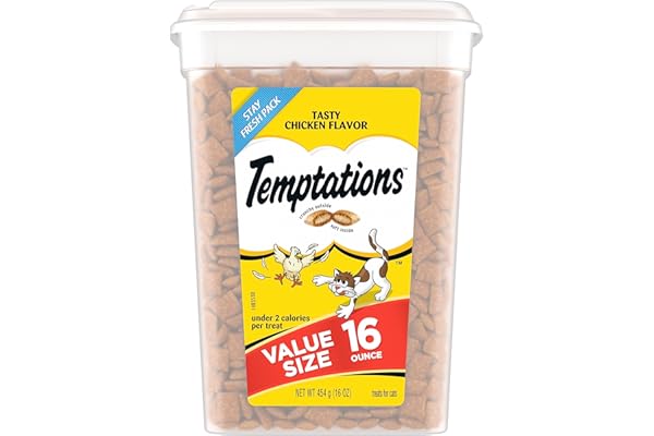 TEMPTATIONS Classic Crunchy and Soft Cat Treats Tasty Chicken Flavor, 16 Ounce (Pack of 1)