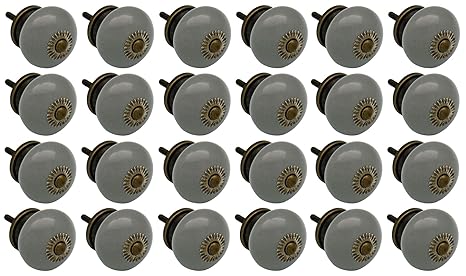 Nicola Spring Ceramic Cupboard Drawer Handle Knobs Grey Pack