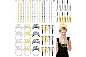 LEETOUS 2026 New Years Eve Party Supplies 48 PCS, Happy New Year Decorations Kit - Party Favor Includes Headband, Blowers, Noise Makers & Necklace, NYE Photo Booth Props Accessories Gifts Wearables