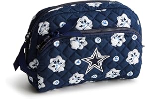 Vera Bradley Women's Cotton Nfl Medium Cosmetic Makeup Organizer Bag (Multiple Teams Available), Dallascowboysonblue/Graybandana, One Size