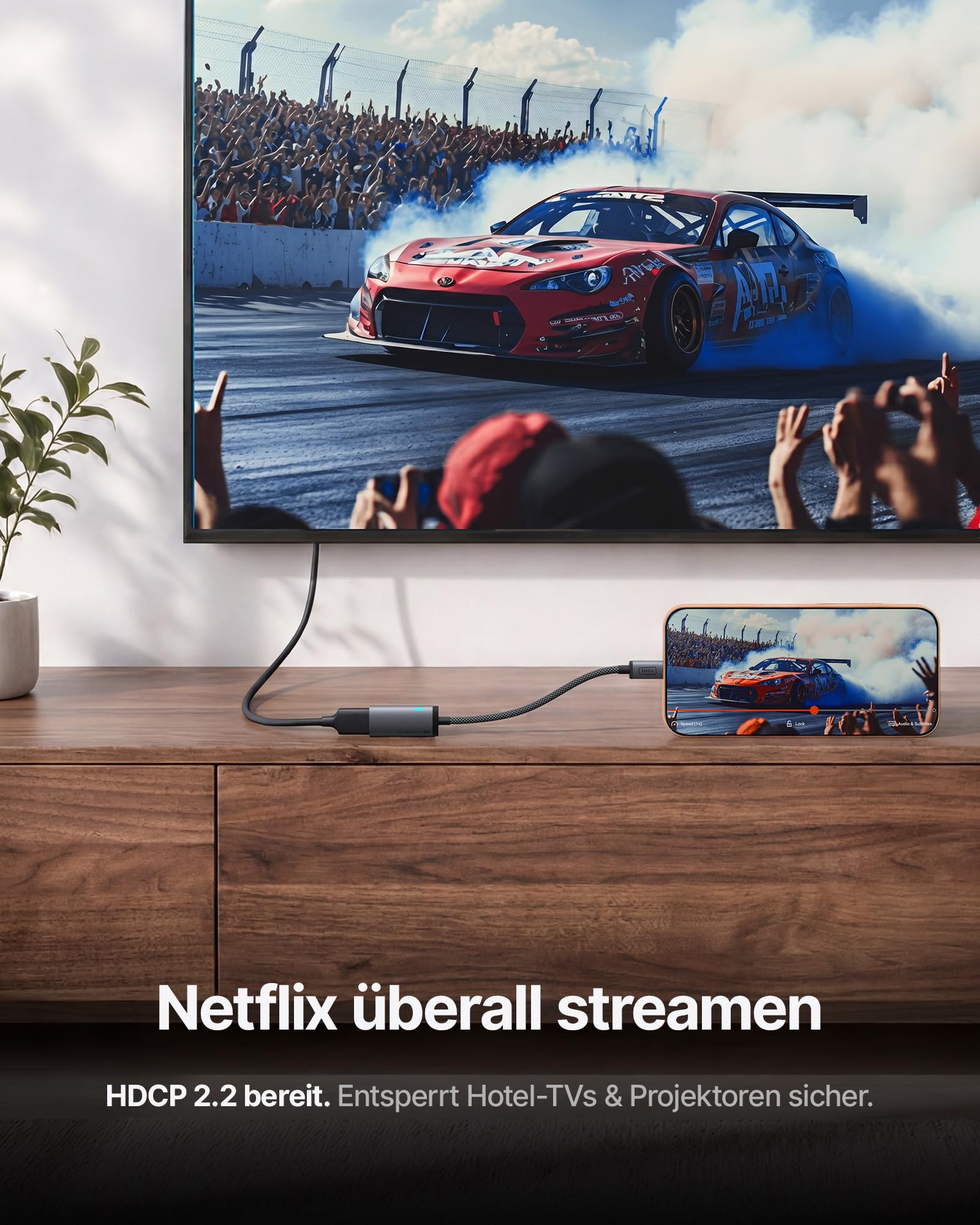 INIU USB C auf HDMI Adapter, Offiziell HDMI-zertifiziert mit intelligenter Diagnose-LED, 4K@60Hz kompatibel mit Thunderbolt 3/4 für MacBook Neo iMac iPad iPhone 17 16 Samsung Steam Deck Gaming-Monitor 6
