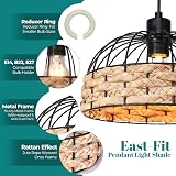 Giggi Small Metal & Rope Light Shade Black Jute Rattan Pendant Ceiling Lamp view 5
