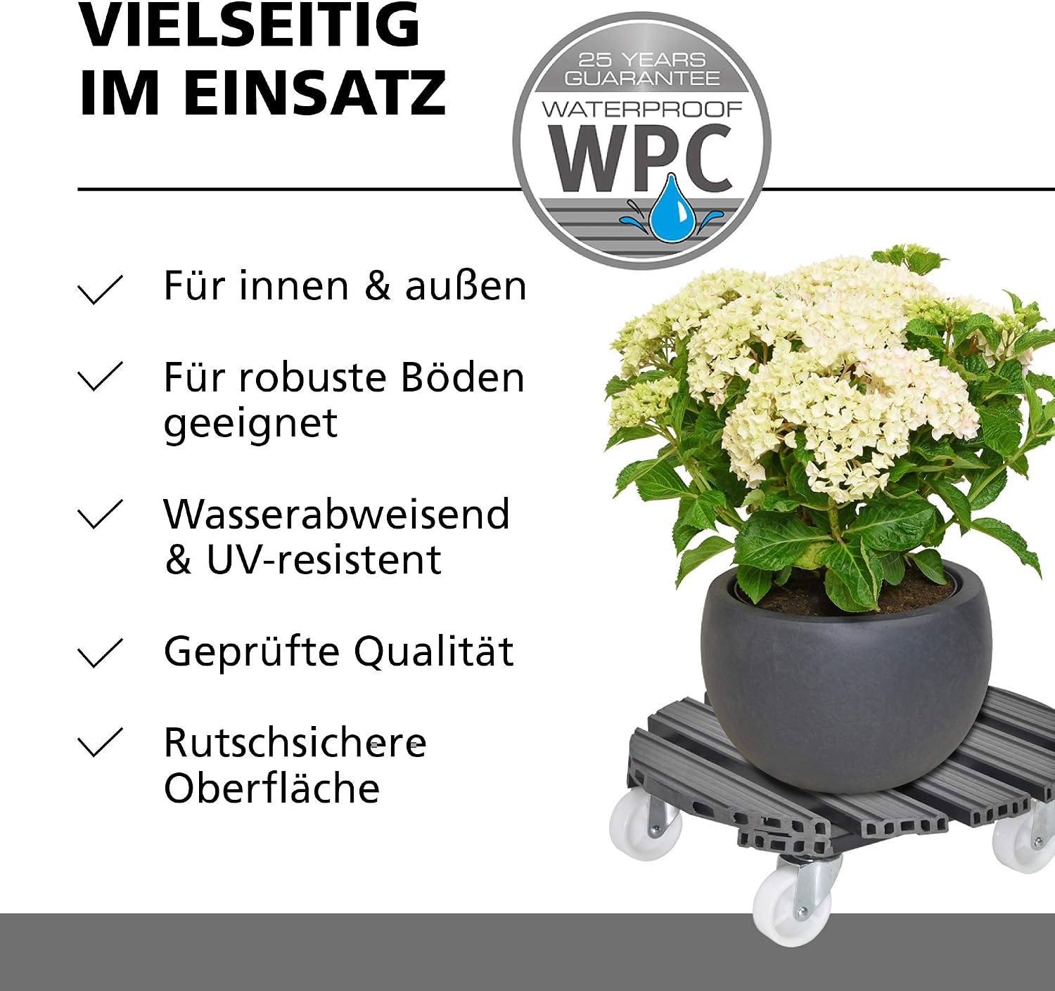 WAGNER design yourself WAGNER Plant trolley WPC diameter 38,5 x 11 cm Plant & Flower trolley for indoor + outdoor use Container trolley,terracotta Load capacity 120 kg - Image 4