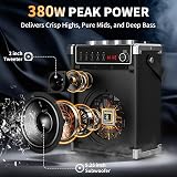 JYX Karaoke Machine with 2 Wireless Mics Bluetooth Speaker Bass Treble Echo LED view 2