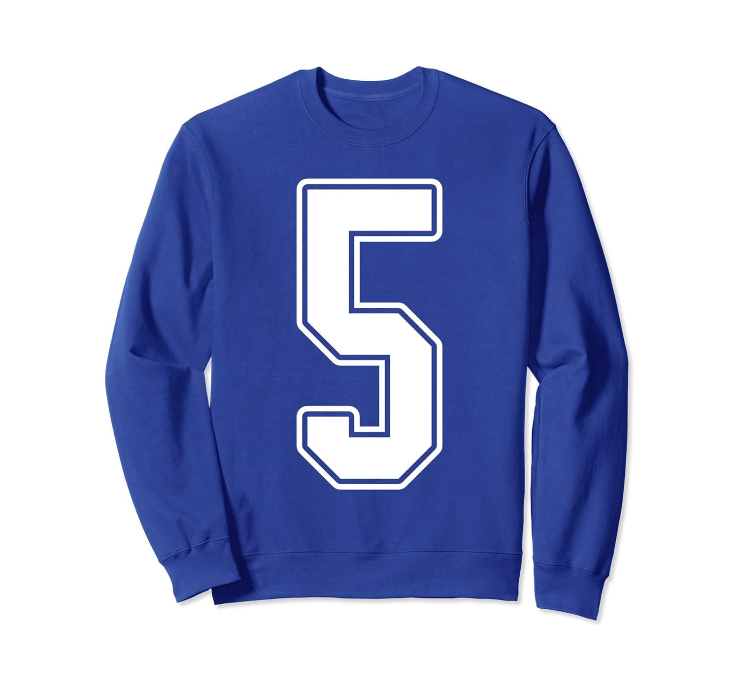 #5 White Outline Number 5 Sports Fan Jersey Sweatshirt- TPT