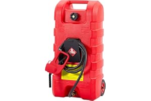 Acekool Fuel Caddy 15 Gallon Portable Gas Fuel Tank Container Caddy, Gasoline Diesel Fuel Tank with Manual Transfer Nozzle, Diesel Fuel Container, Medium Red