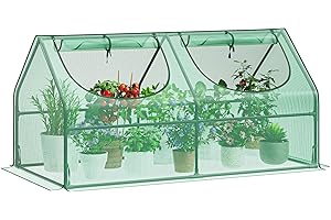 GreatBuddy Portable Mini Greenhouse, 3×3×6Ft, High-Density PE Plant Cover with 2 Roll-up Zipper Windows, Perfect for Indoor Outdoor Plant Growing