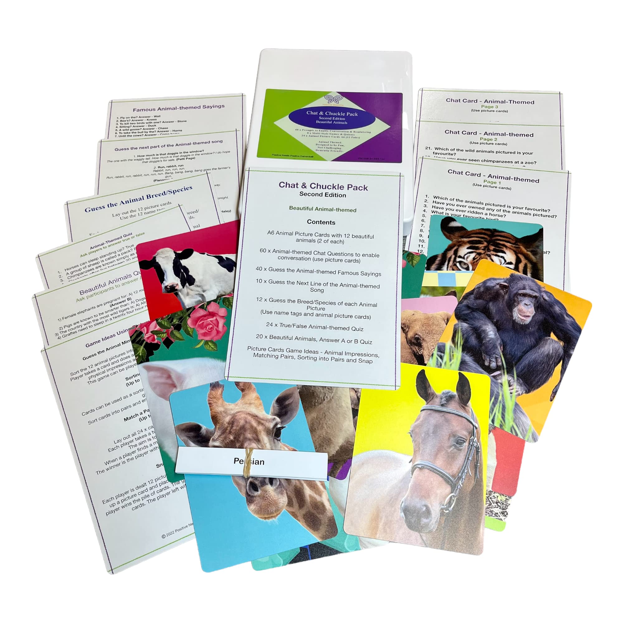 Chat & Chuckle Pack Second Edition Beautiful Animals - Made in Britain. Reminiscence, Conversation Prompts, Games - Dementia Activity Compendium Pack