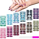 Maitys 168 Pcs 12 Sheets Full Nail Wraps Marble Strips, Abstract Style | Gradient Glitter Designs for Women Holiday Party, Self Adhesive Peel Stick Polish No Dry Time, DIY Gel Manicure with File