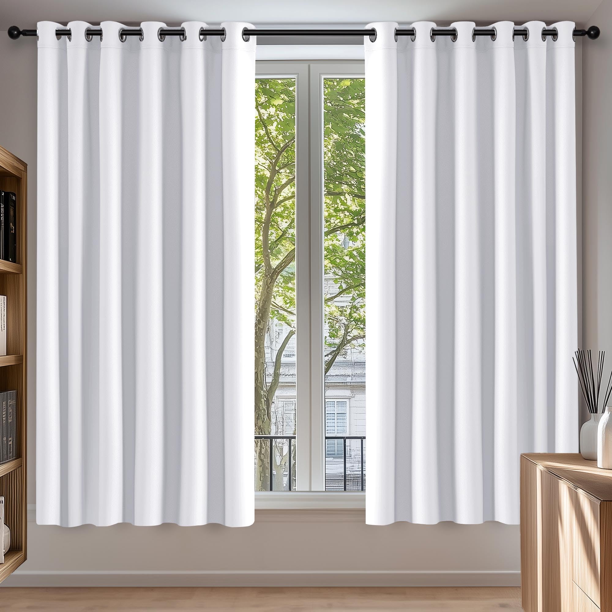 Deconovo Super Soft Solid Eyelet Thermal Insulated Blackout Curtains for Bedroom, 90" Width x54 Drop, 1 Pair, Silver Grey