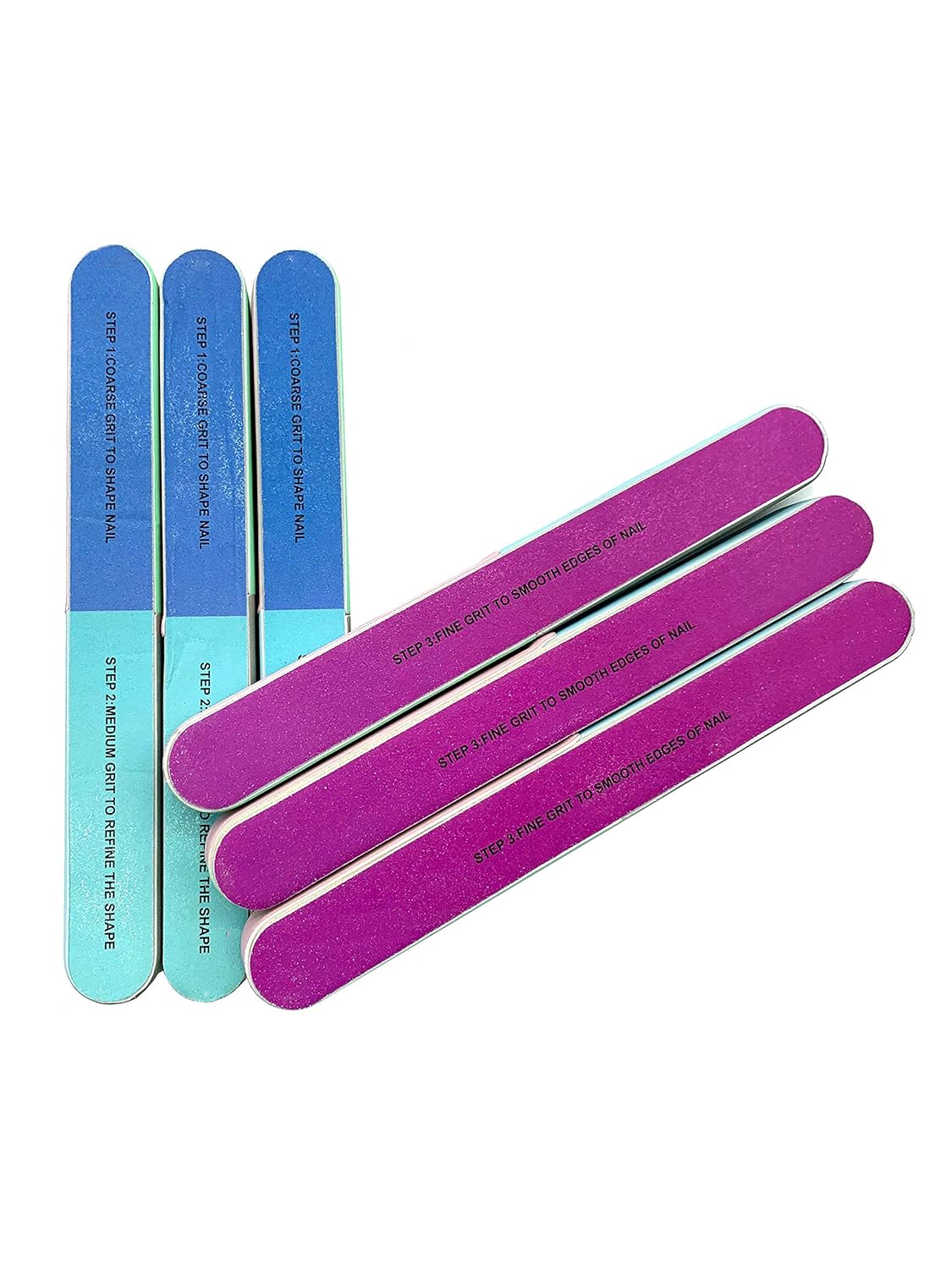 Nail File 7 Inches Long 4 Fingernail Files in 1 Professional Care Manicure Tools and Cosmetic Manicure 7 Professional Steps 6 Pack : Beauty