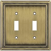 Henne Bery Sunken Pearls Heavy Duty Decorative Wall Plate Switch Plate Outlet Cover (Double Toggle, Antique Brass)