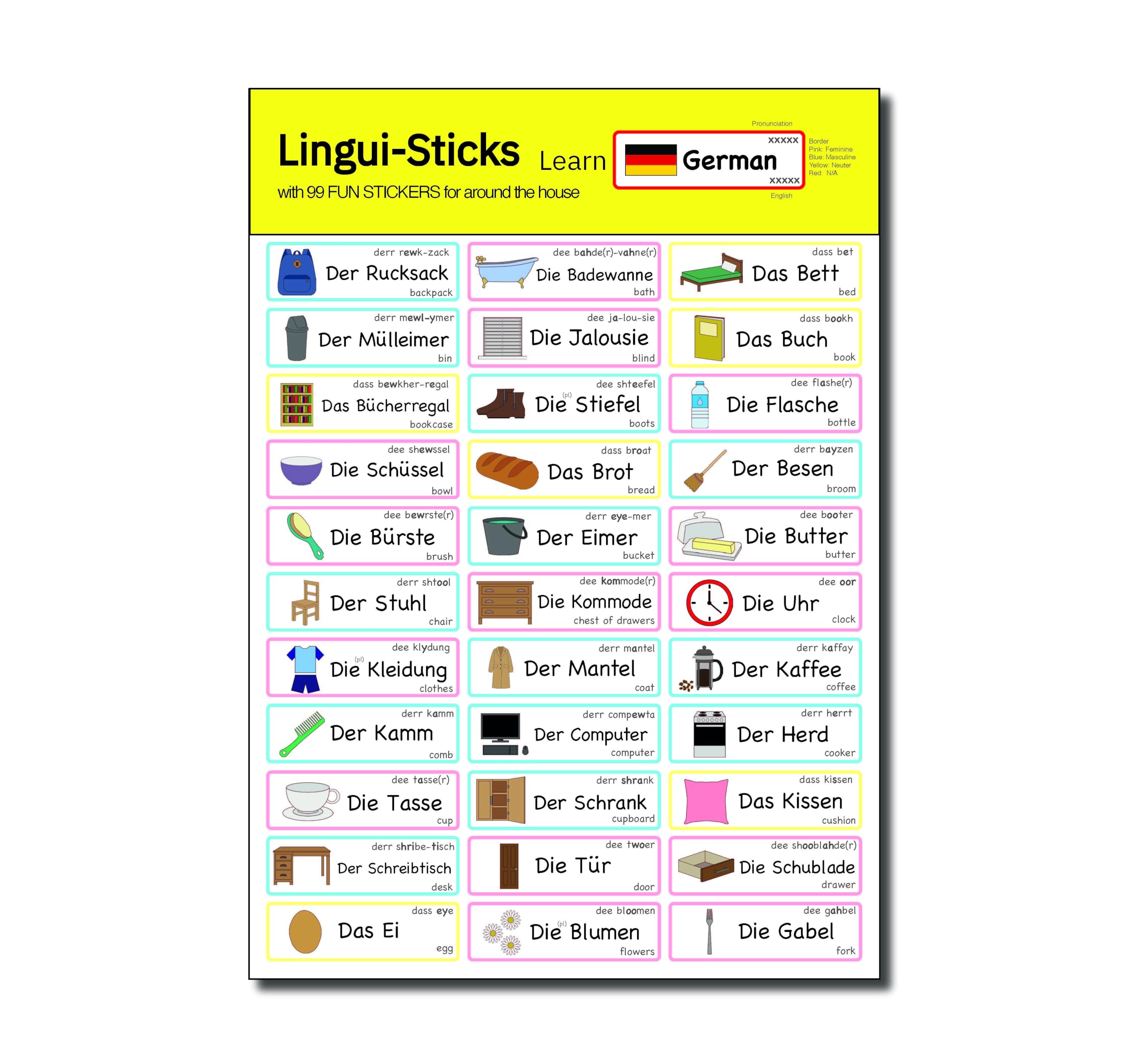 Lingui-Sticks Language Learning Stickers - Educational Stickers to Learn German for Kids & Beginners — image 1