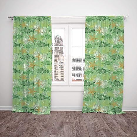 Thermal Insulated Blackout Window Curtain Green Aquatic