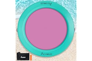 ACOMUZI 8FT Water Hammock Inflatable Floating Dock, Round Floating Ring Heavy Duty Lake Floats for Adults, Inflatable Raft Platform for Pool and Lake