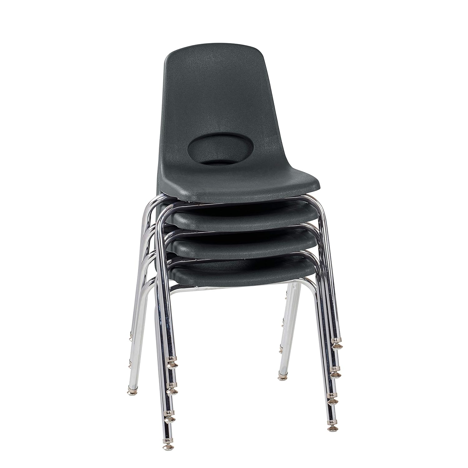Factory Direct Partners"18"" School Stack Chair, Stacking Student Seat with Chromed Steel Legs and Nylon Swivel Glides; for in-Home Learning, Classroom or Office - Black (4-Pack)": Industrial & Scientific
