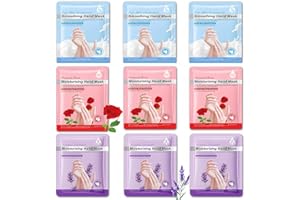 ASMAYSA Moisturizing Hand Mask Gloves 9 Pairs, Hydrating Hand Masks for Dry Cracked Hands, Exfoliating Hand Peel Mask, Nourishing Hand Treatment Gloves for Women & Men