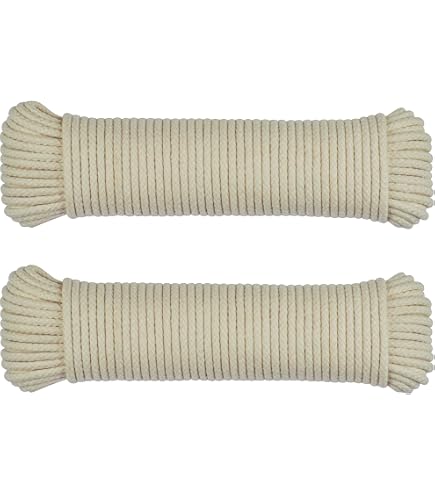 GOLBERG 100% Natural Cotton Rope - 1/4 Inch Diameter X 10 Feet Long, Untreated & Undyed - View #7