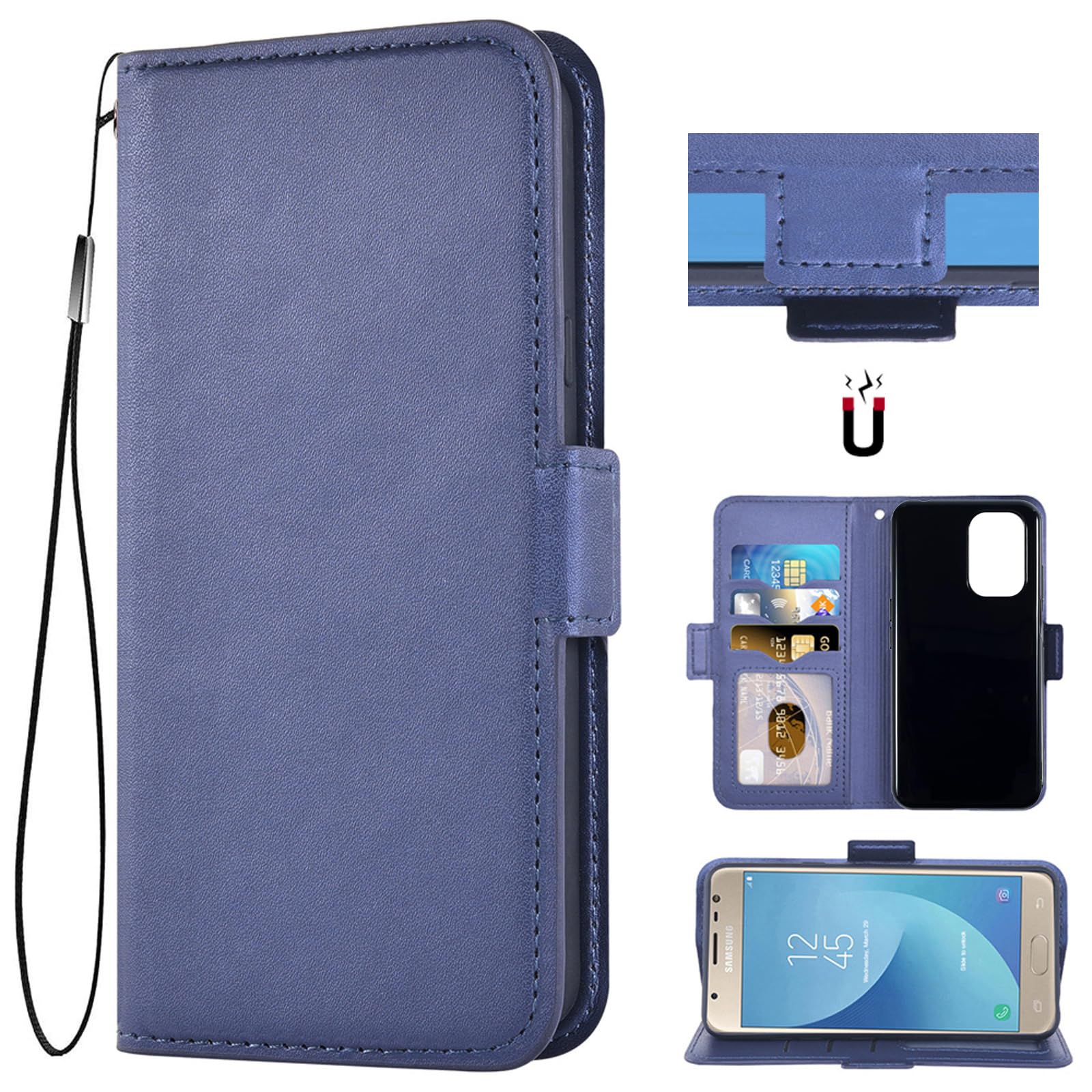 Auotu PU Leather Wallet Pouch Flip Case Cover With Stand Card Slot Design For Doro 8100 / Doro 8100 Plus/Doro 8110 / Doro 8110 Plus Smartphone (Blue)