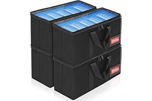 4 Pack-DVD Storage Boxes, PVC Clear Lid, DVD Case Holder Organizer with Index Labels-15.4"x 5.5"x 7.9" DVDs Storage Holder Ba