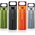 Patelai 4 Pieces Portable Pill Case Waterproof Match Container Pill Bottle Airtight Aluminum Keychain Container Capsule Travel Size Storage Supplements Holder for Outdoor Camping(Vintage)
